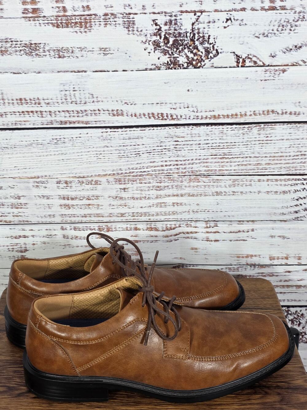 Borelli Stanton Men's Brown Oxford Dress Shoes Lace Up Square Toe Size 9